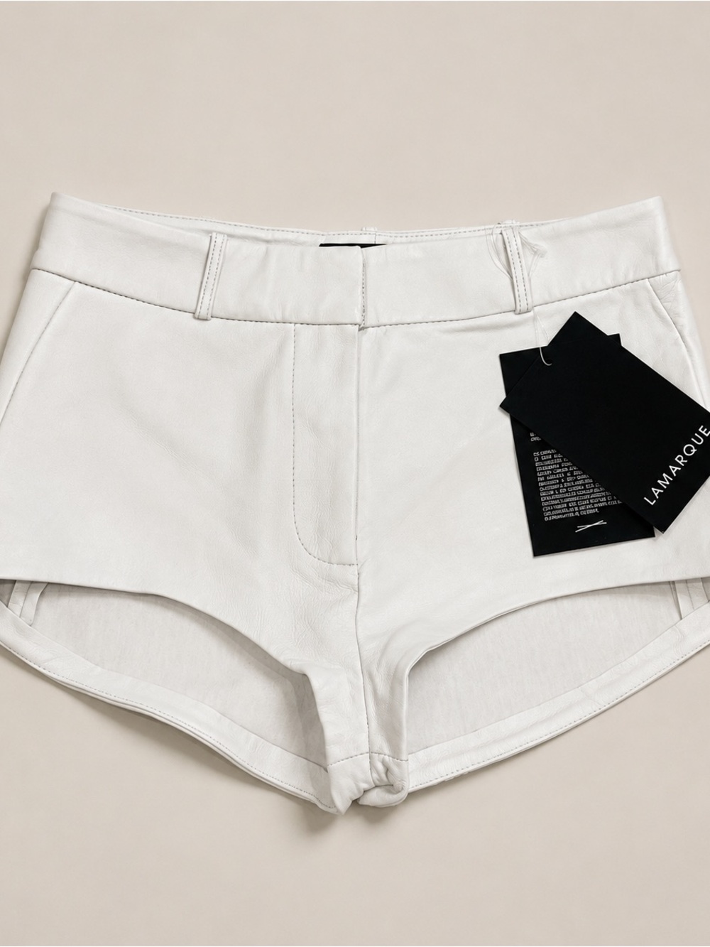 LAMARQUE Annaise White Leather High-Waist Shorts XXS NWT